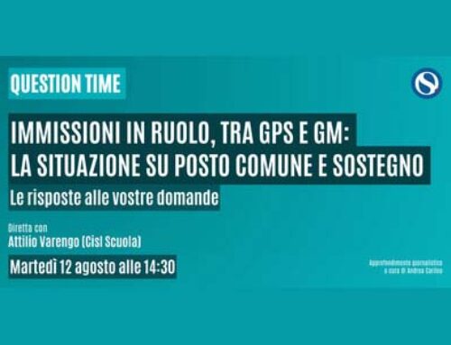 Martedì 12 agosto alle 14.30 Question Time di Orizzonte Scuola con Attilio Varengo su immissioni in ruolo, mobilità annuale, mini call veloce