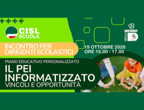 Nell’ambito dell’iniziativa formativa sul PEI informatizzato un incontro specifico per i DS il 19 ottobre